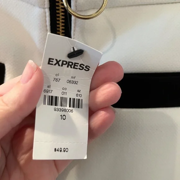 Express White and black NWT size 10 mini skirt zipper down front Y2K - Picture 4 of 5